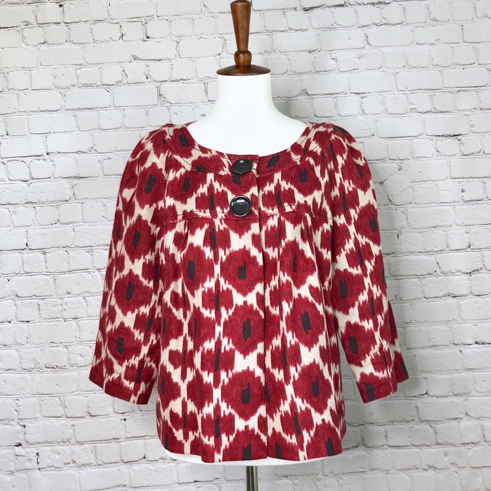 Michael Kors Red Ikat Swing Blazer